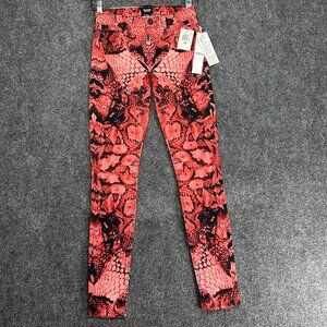 Hudson Jeans Womens 25 Nico Midrise Super Skinny Washed Red Cotton Stretch NEW